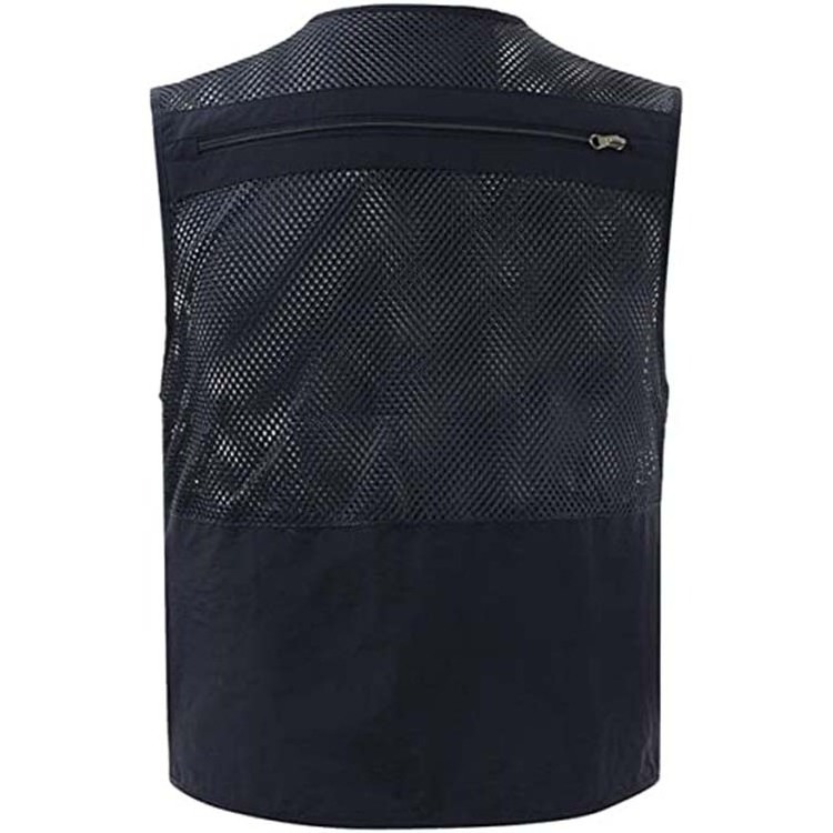 black workwear multi pocket Waistcoat  photographer camera tactical cargo custom black work uniform vest