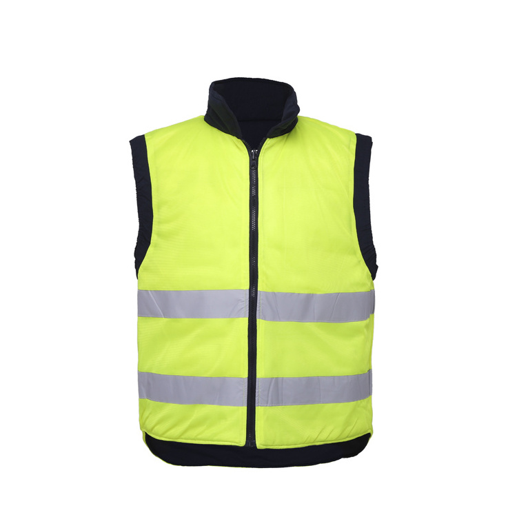 custom Men Multi Pockets cotton Cargoes Waistcoat vest for reversible padding security high visibility construction worker vest