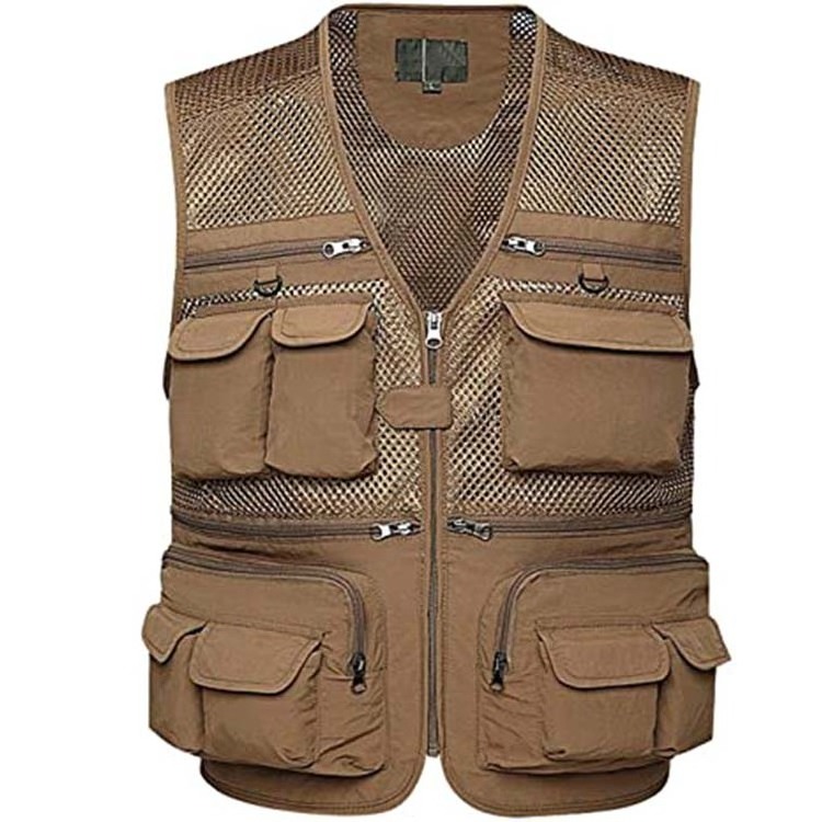 black workwear multi pocket Waistcoat  photographer camera tactical cargo custom black work uniform vest