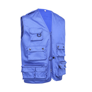 Wholesale 2020 Custom Climbing Hiking Journalist Photography Fishing Men's Multi Pockets Cargo Waistcoat Fisherman Vest