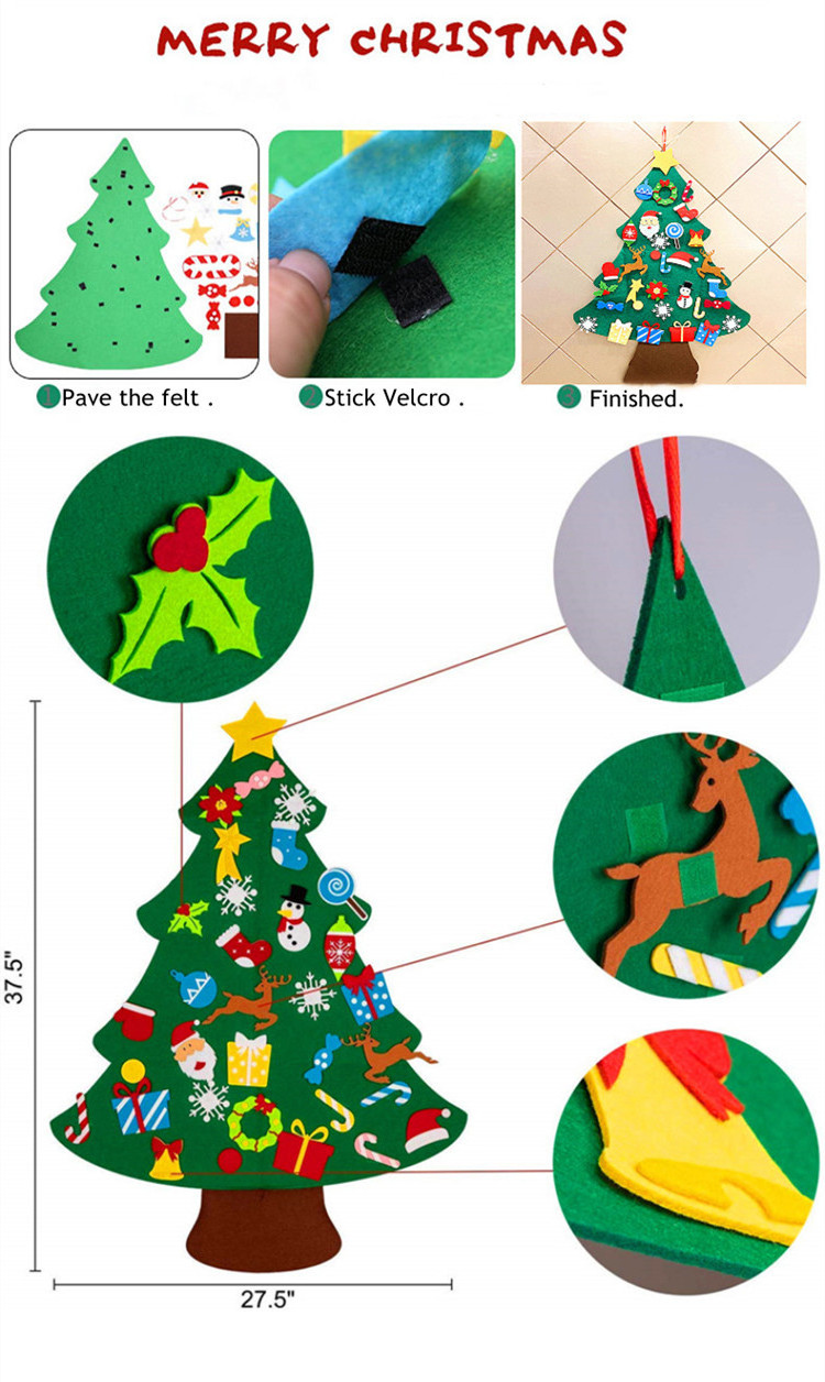 2023 Children Diy Christmas Removable Children's Room Door Wall Hanging Decoration Felt Christmas Tree