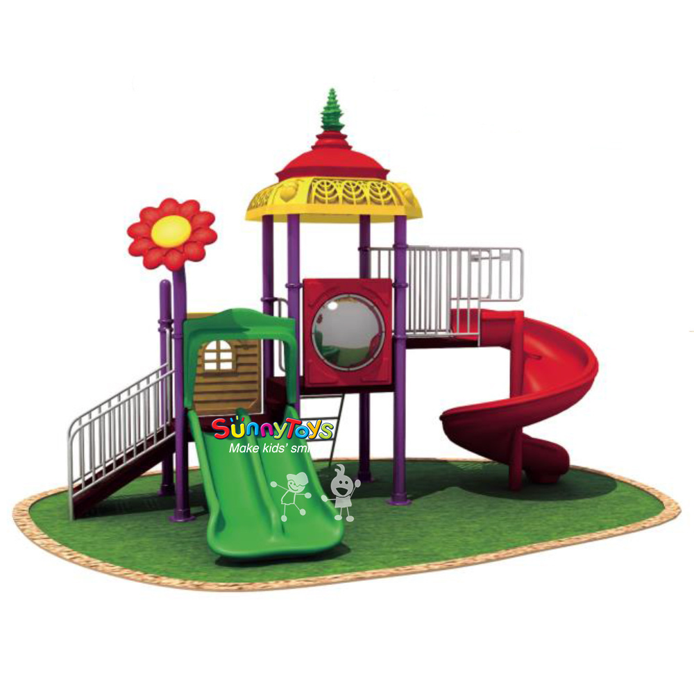 Plastic slides with seesaw and swing playground inflatable