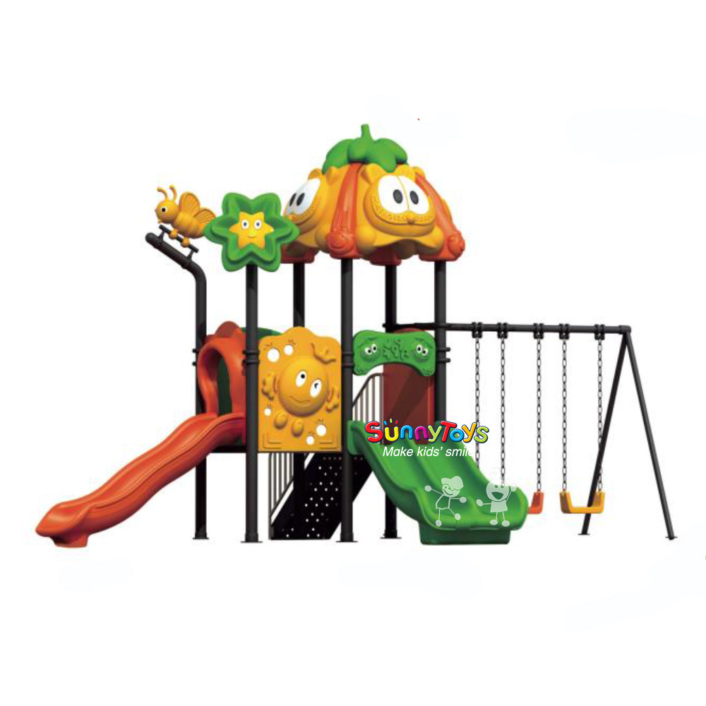 Plastic slides with seesaw and swing playground inflatable