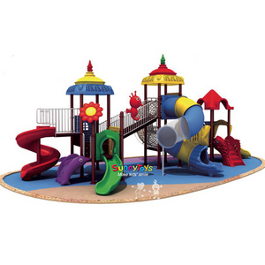 Plastic slides with seesaw and swing playground inflatable