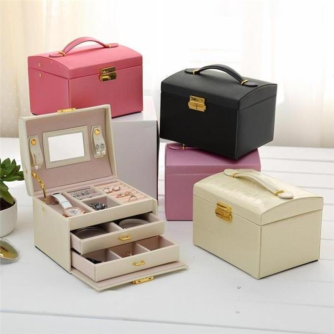 Custom pvc pu leather storage case for jewelry package jewellery box