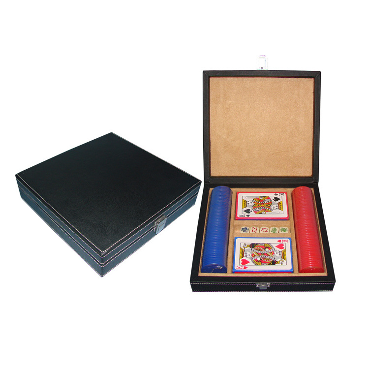 Wholesale Portable Travel Poker Chip Case PU Leather Chip Set Game Box