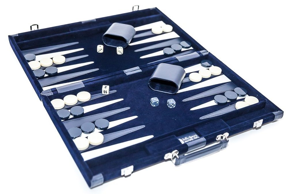 Travel PU and Velvet Backgammon Game Board with Backgammon Chips in PU and Velvet