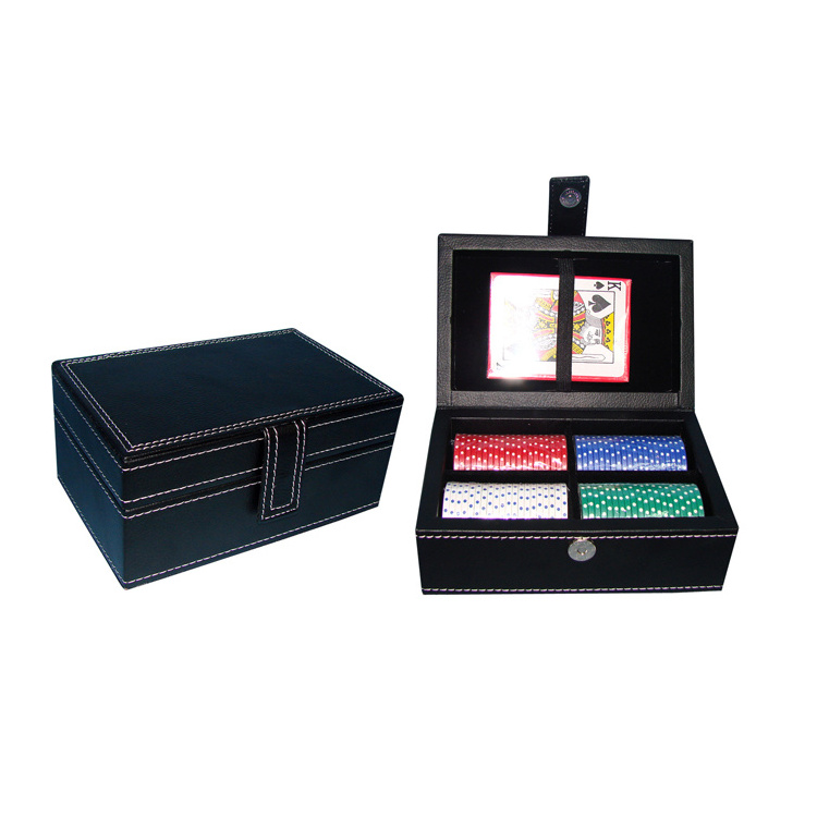 Wholesale Portable Travel Poker Chip Case PU Leather Chip Set Game Box