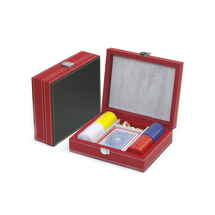 Wholesale Portable Travel Poker Chip Case PU Leather Chip Set Game Box