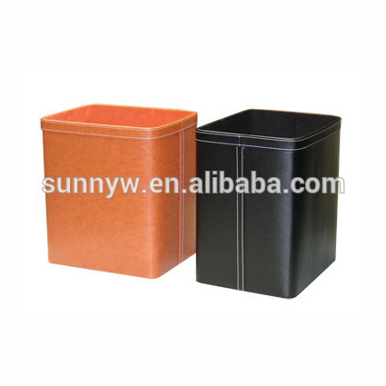 Customize PU Leather Waste Can Storage Box Garbage Basket Rubbish Bin Trash Bin