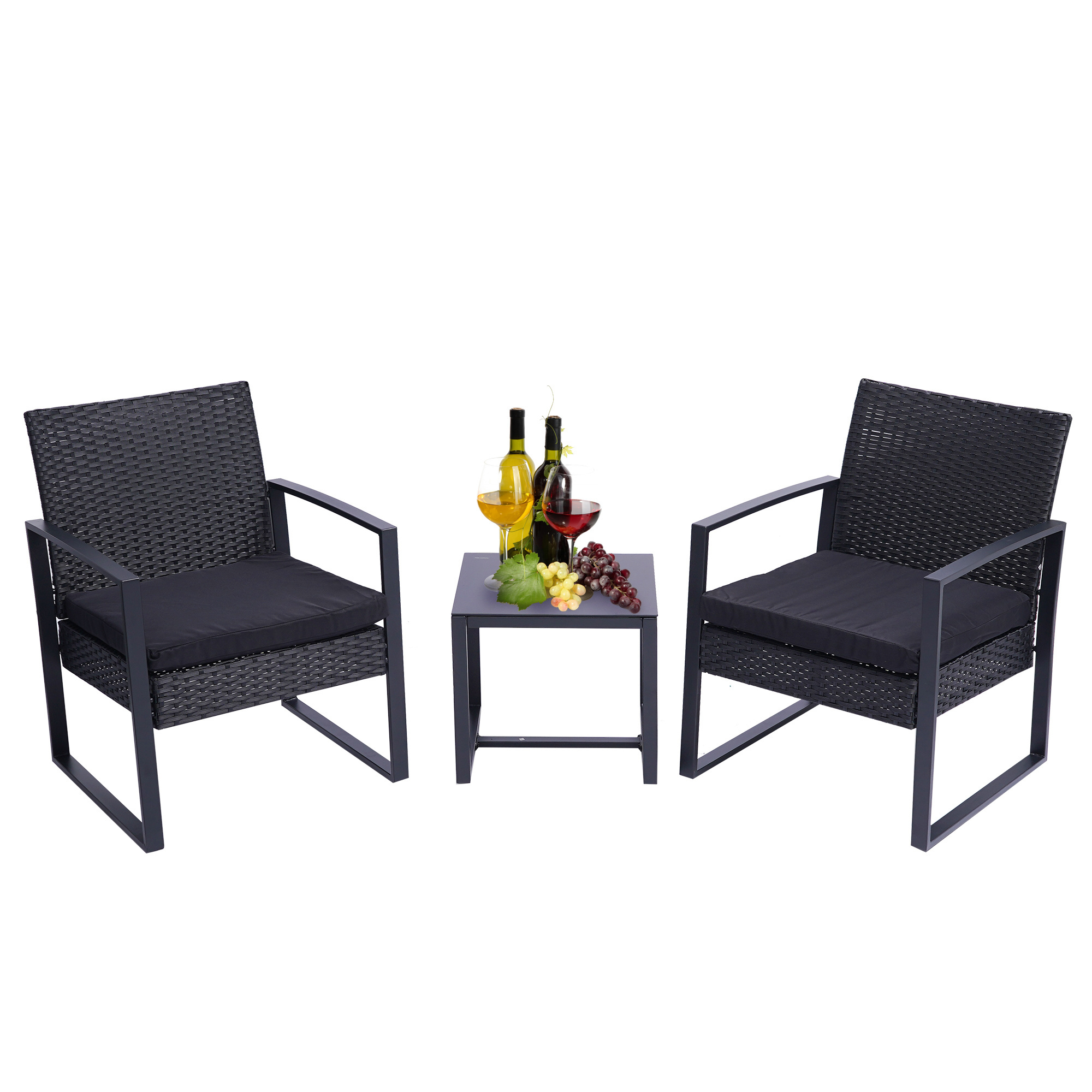 3 Pieces Bistro rattan chair and table sofa KD Outdoor Wicker Patio Furniture Patio garden sets