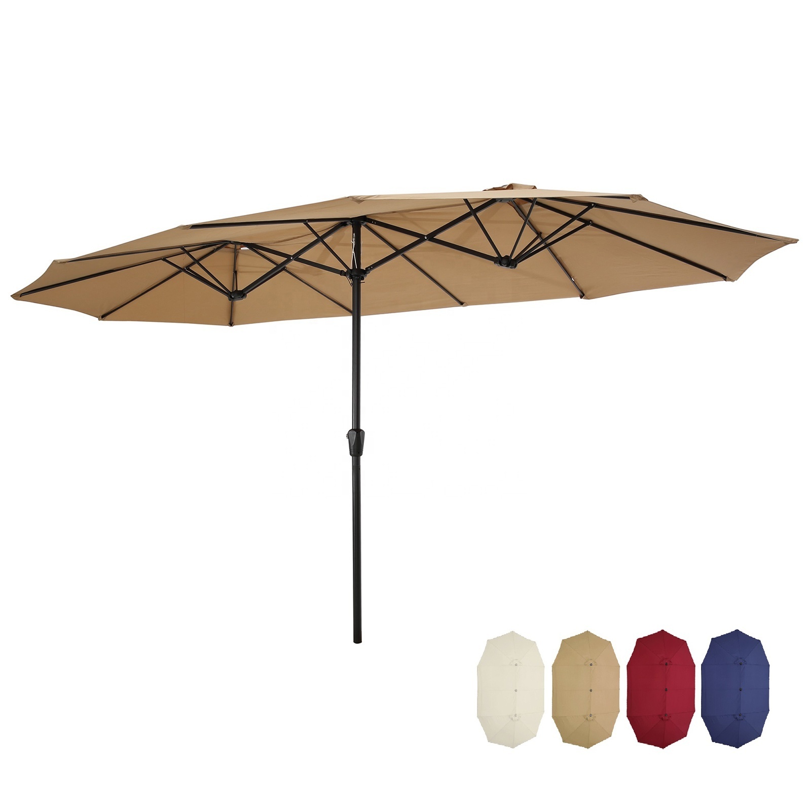 Factory Direct Sales 15x9Ft Large Double-Sided Umbrella Outdoor Twin Rectangular Patio Market Umbrella