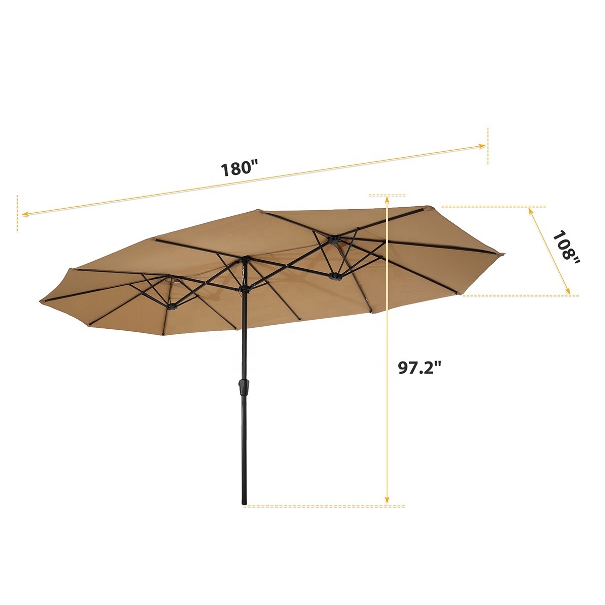 Factory Direct Sales 15x9Ft Large Double-Sided Umbrella Outdoor Twin Rectangular Patio Market Umbrella