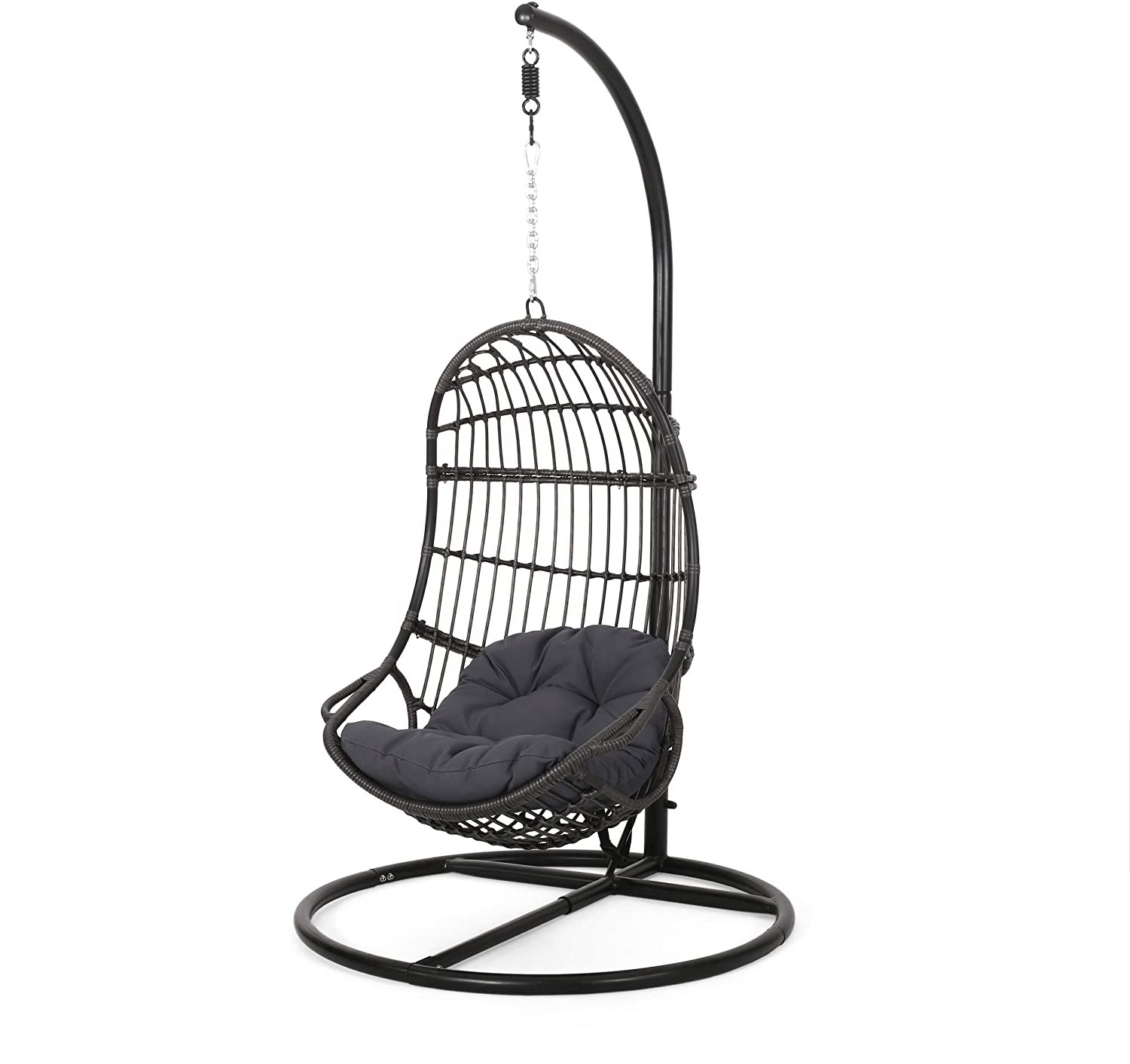 Outdoor Durable Woven Wicker Hanging Chair With Bracket And Cushion Egg chair