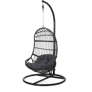 Outdoor Durable Woven Wicker Hanging Chair With Bracket And Cushion Egg chair