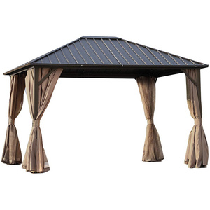 Powder Coated Rust Resistant Aluminum Frame Steel Hardtop Roof Patio Outdoor Canopy Gazebo