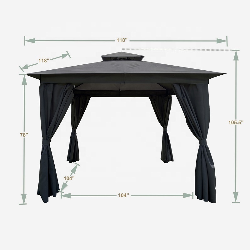 10x10 Ft Outdoor Patio Garden Gazebo Tent Gazebo Canopy with Curtains