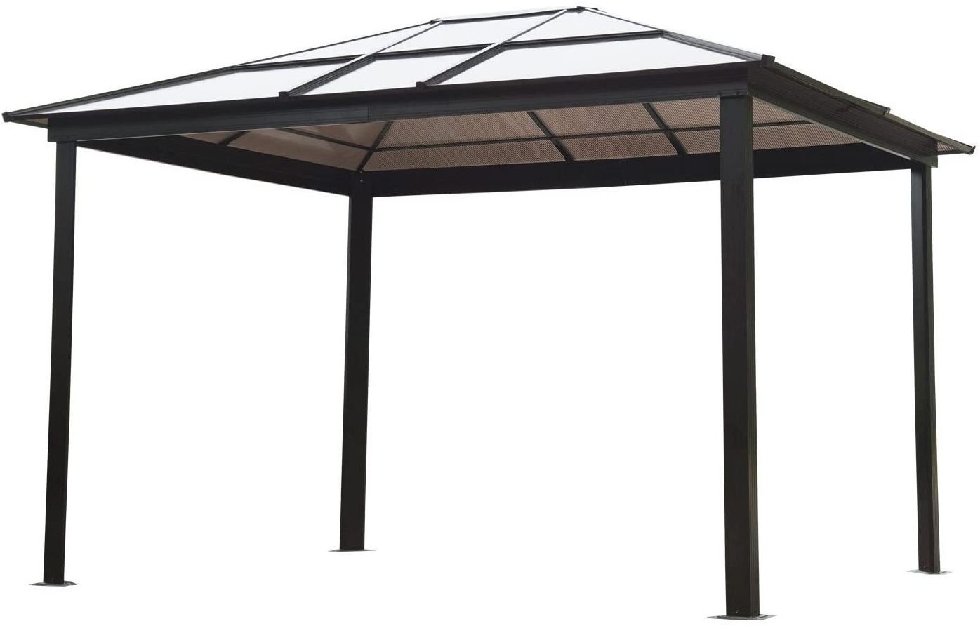 Durability Outdoor Sunny Aluminum Frame Poly Carbonate Hardtop Patio Gazebo Canopy With Roof Mesh Net Curtains