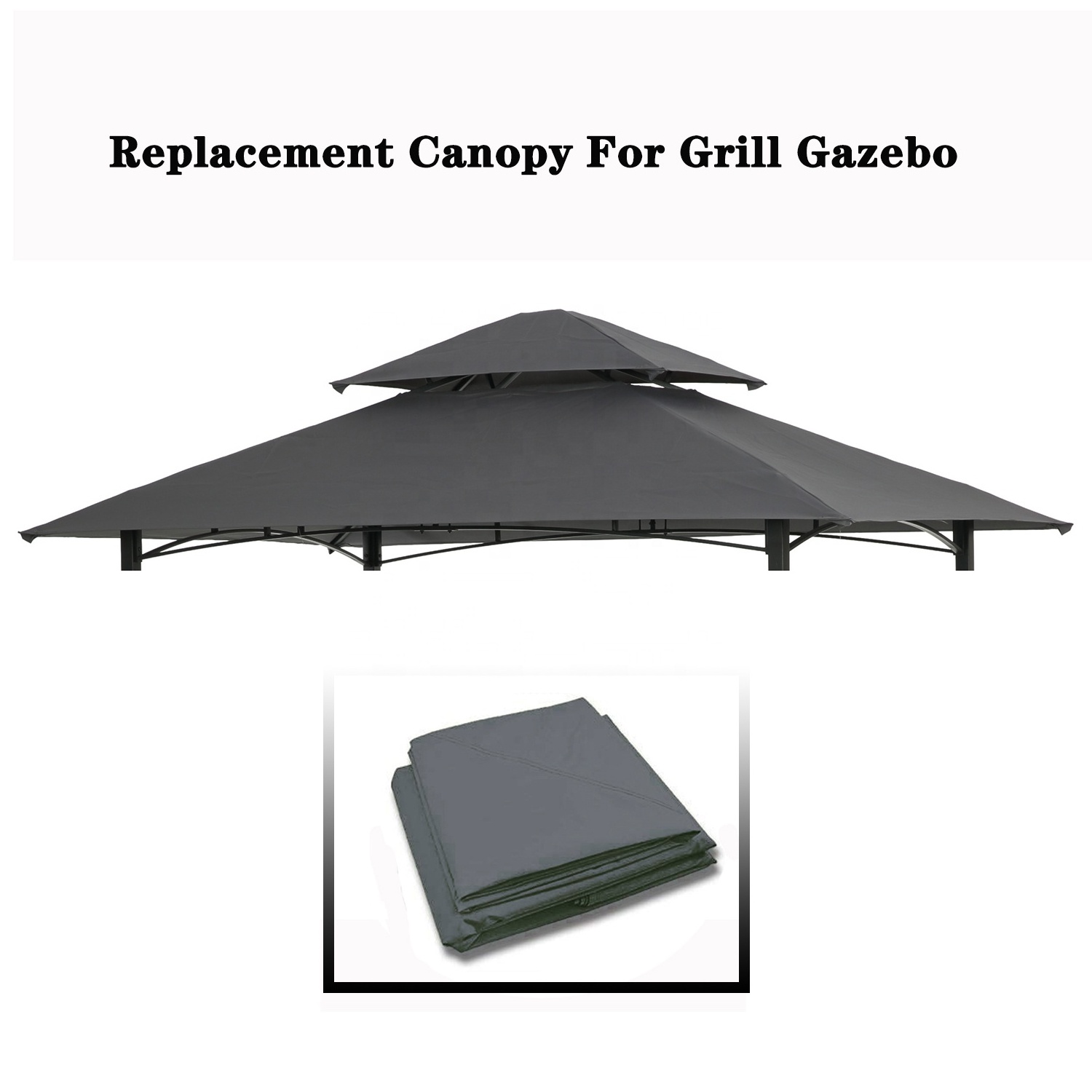 US Stock Double Tiered BBQ Tent Roof Top Cover Outdoor Grill Gazebo Replacement Canopy