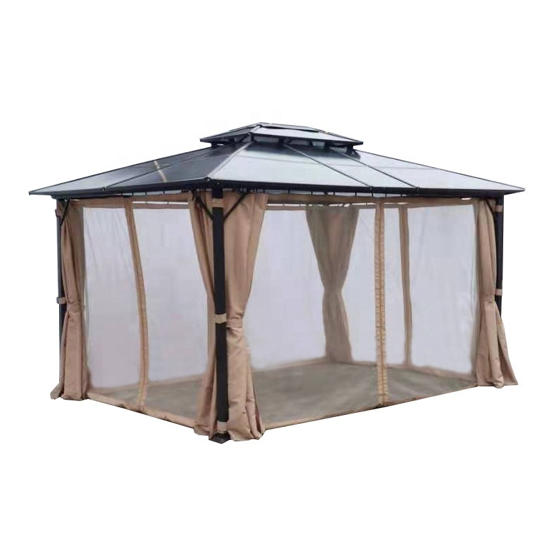 3x4M Aluminium Hard Top Luxury Garden Gazebo Canopy Double PC Roof Pavilion Steel Gazebo Outdoor Gazebos