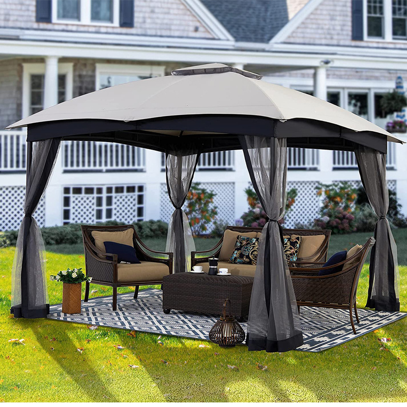 Outdoor Gazebo Tent Luxury Gazebo With 4-side Mosquito Netting Outdoor Metal Canopy Gazebo