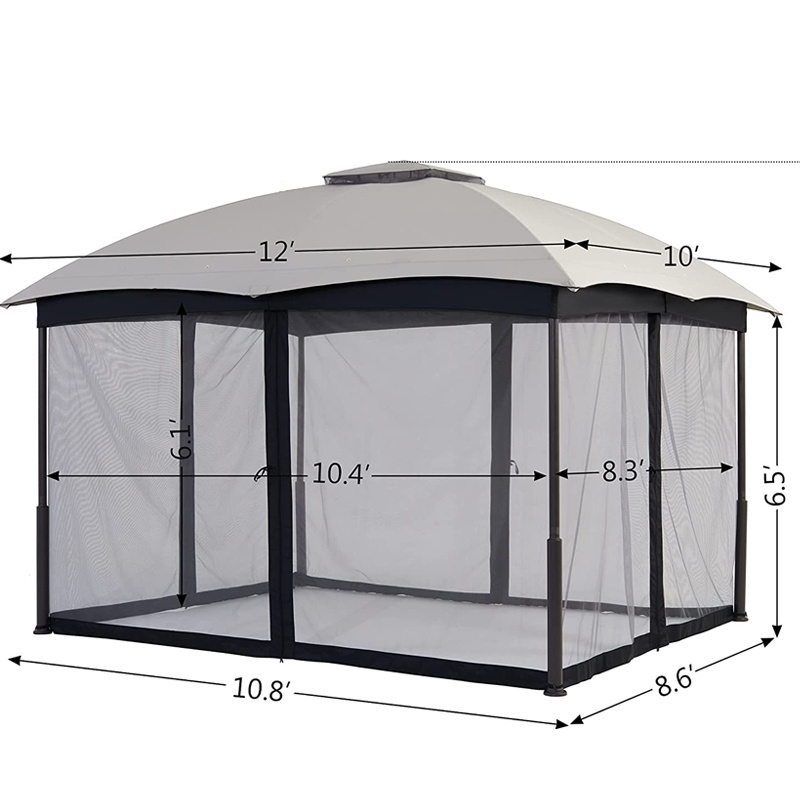 Outdoor Gazebo Tent Luxury Gazebo With 4-side Mosquito Netting Outdoor Metal Canopy Gazebo