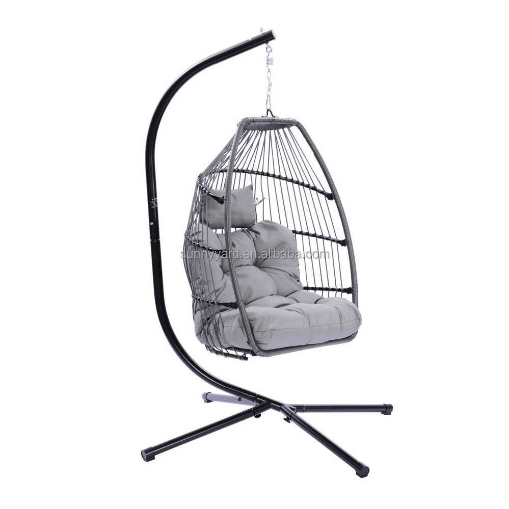 Furniture Price Hot Sell Rattan Patio Swing Basket Adult  Rope Woven Folding Egg Hanging Swing Chair