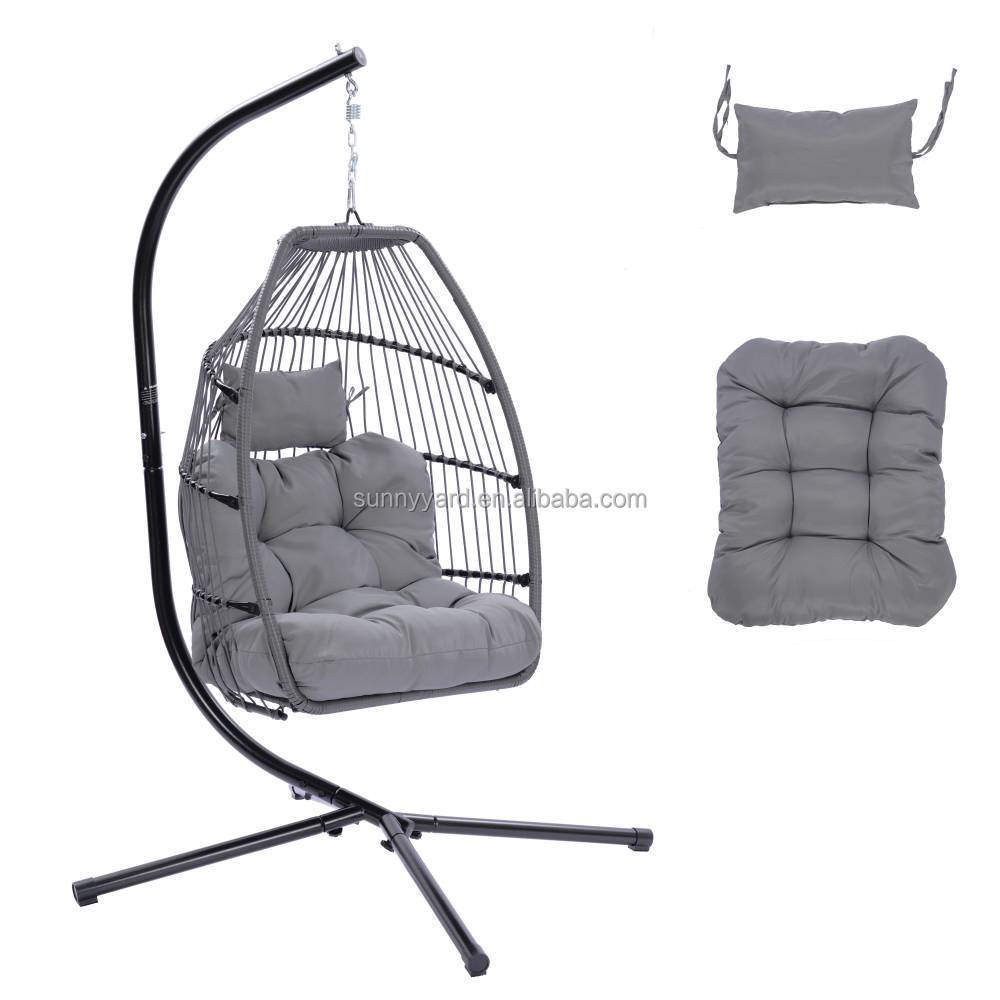 Furniture Price Hot Sell Rattan Patio Swing Basket Adult  Rope Woven Folding Egg Hanging Swing Chair