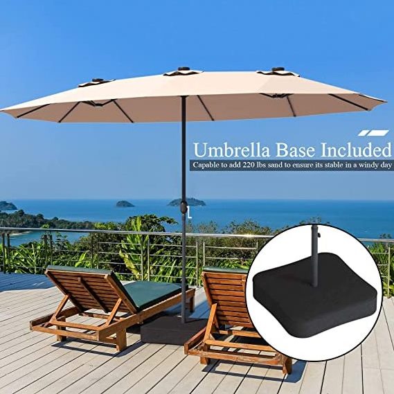 Outdoor Umbrella 15X9FT Double Patio Twins umbrella With  LED lights and Base