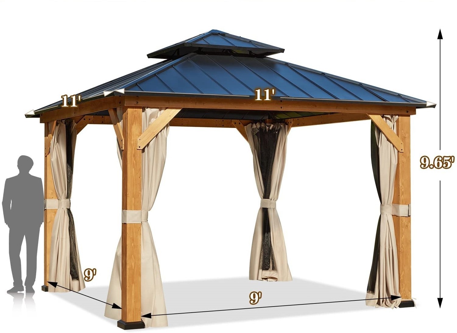 11' x 11' hardwood roof gazebo outdoor gazebo roof double ventilated roof gazebo