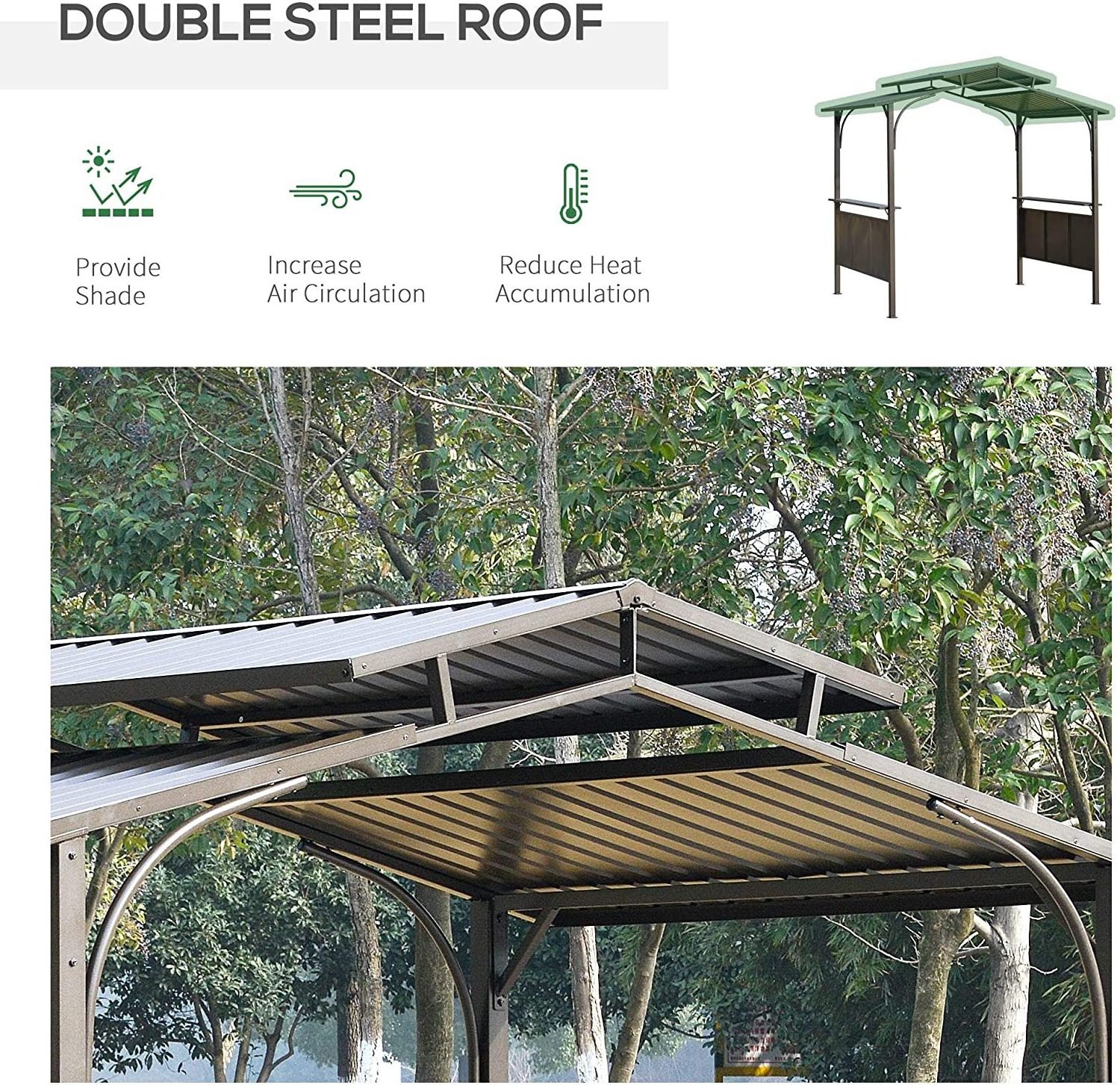 8x 5ft barbecue pavilion with double-sided BBQ grill gazebo