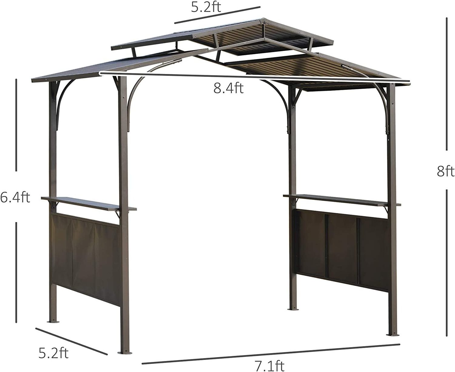 8x 5ft barbecue pavilion with double-sided BBQ grill gazebo