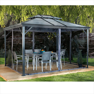 Outdoor Hot Sale Hardtop Gazebo With Sidewall And Netting 3X4M Aluminum Tent Garden Outdoor Gazebo