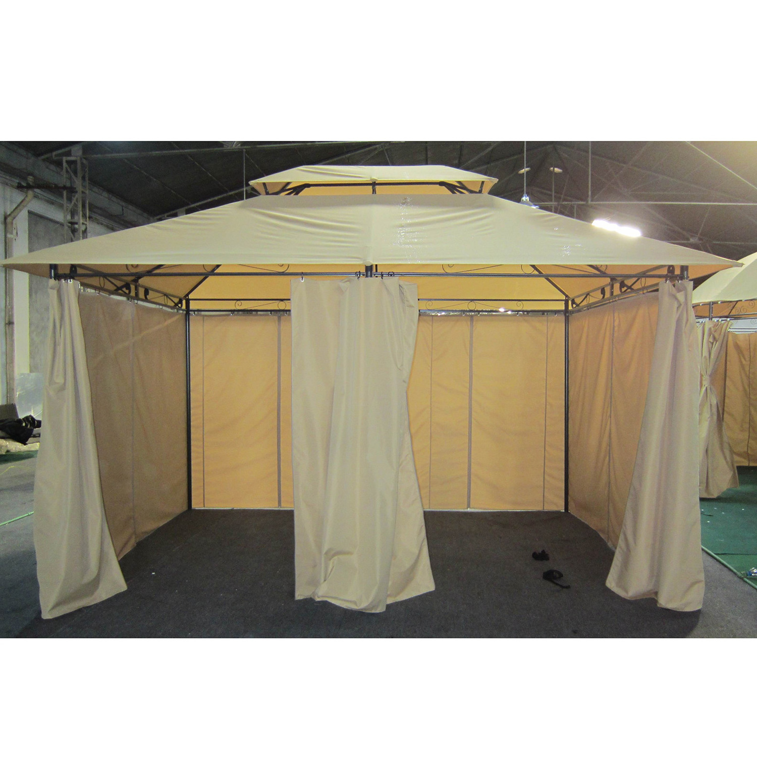 Cheap Steel Double Roof Gazebo Manufacture Outdoor BBQ Canopy With Sidewall Curtains Gazebo Tents