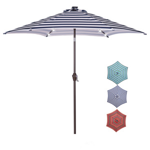 US Stock Outdoor Patio 9 Ft Table Umbrella with Push Button Tilt and Crank,Solar LED Lights Parasol Outdoor Umbrella