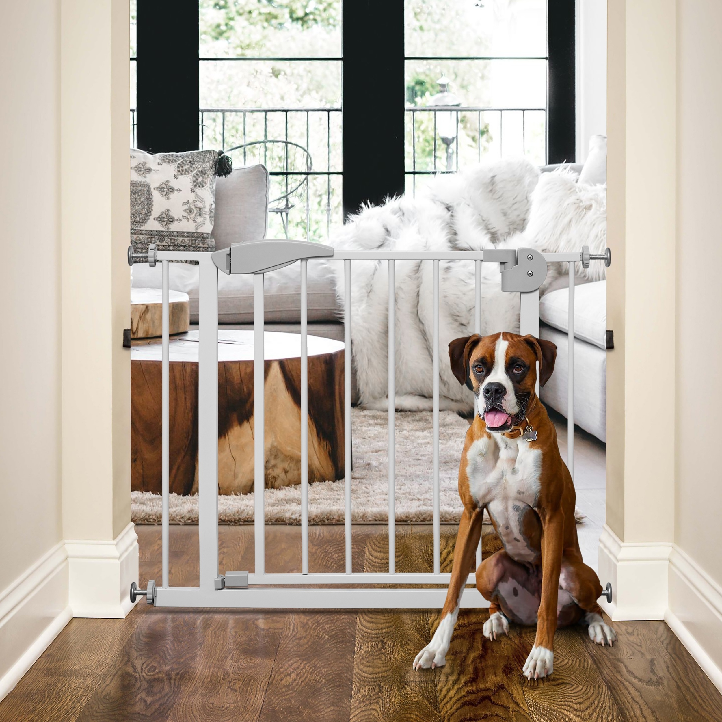 Pet Dog All Steel Structure Indoor Outdoor Safety Pet Dog Gate Safety Fence Durable Door Easy Install Metal Baby Gate