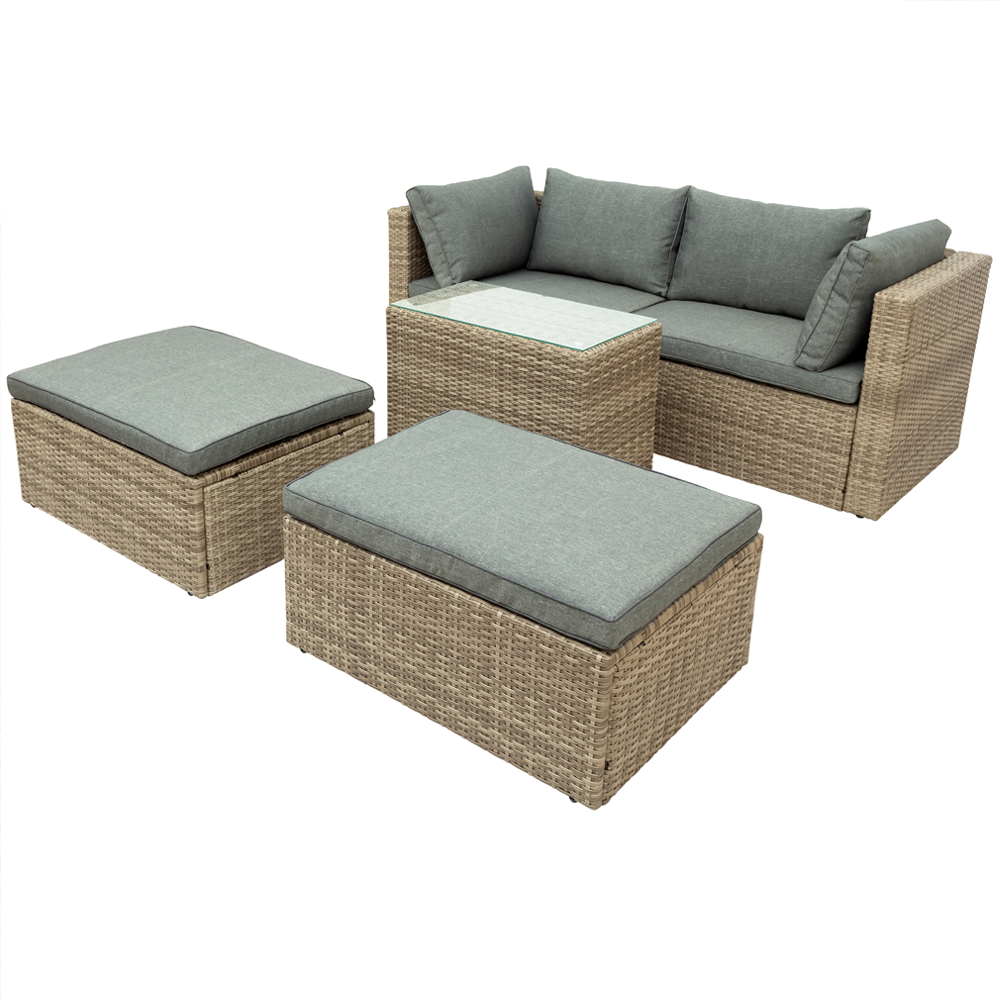 Outdoor Wicker Rattan Furniture Patio Chair Garden Table Leisure Rattan Sofa Set