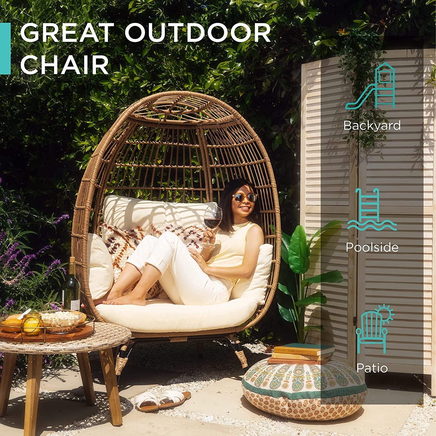 Oversized Indoor Outdoor Lounge Chair Wicker Egg Chair Hanging Swing Chair