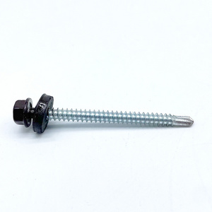 Din 7504K Metal Galvanized Hex Washer Head Self Drilling Umbrella Painted Color Roofing Screws With Rubber Washer