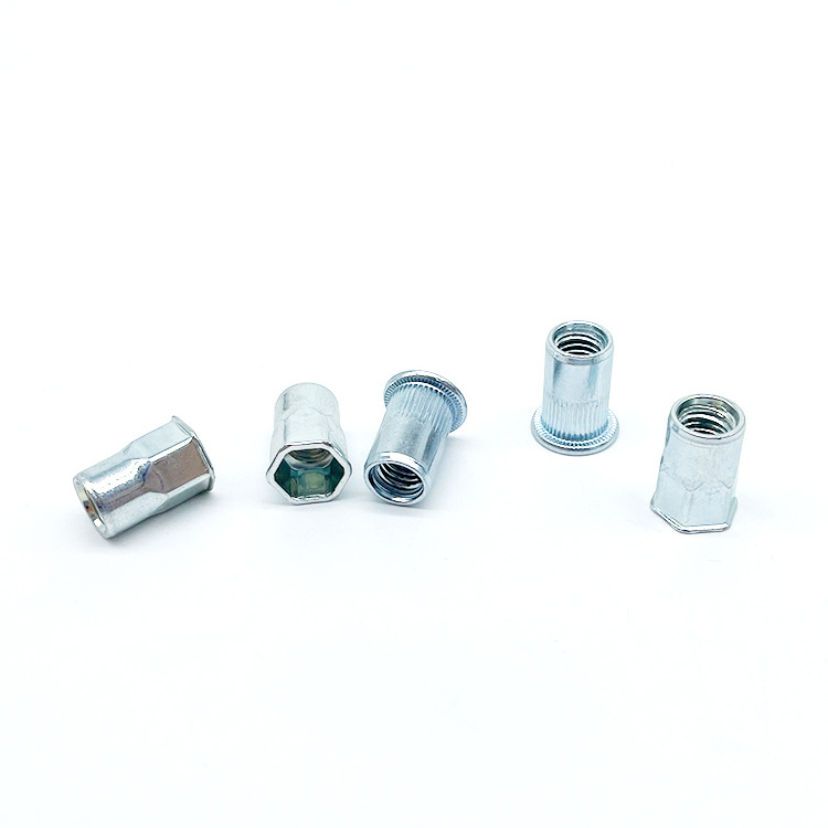 High Quality Blue White Zinc Flat Head Hexagon Riveted Nut Ss304 Half Hex Blind Rivet Nut M6