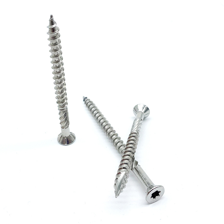 316 Stainless T-25 Star Drive Plated Steel Flat Head with Nibs to Countersink Type-17 Cutting Point Torx Wood Deck Screws