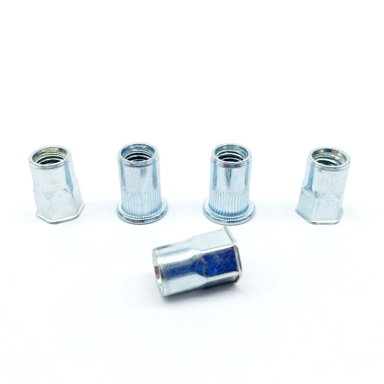 High Quality Blue White Zinc Flat Head Hexagon Riveted Nut Ss304 Half Hex Blind Rivet Nut M6