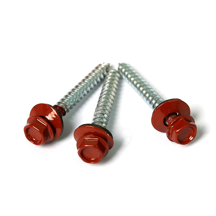 Din7504K Hex Washer Head Paint Self Drilling Screw Painting Roofing Screws with Rubber Washers