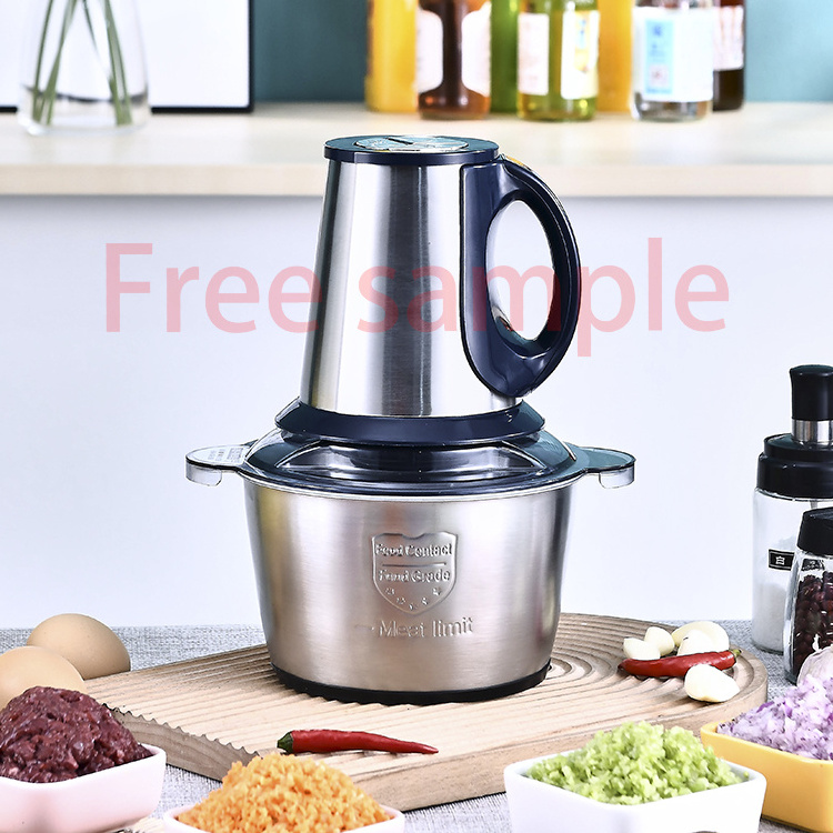 Free sample  meat stainless steel bowl chopper kitchen food vegetable meat chopper home 2l 3l electric meat grinder for sale