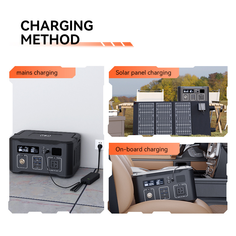 Portable Power Station 200W 700W 500Wh AC USB Outlet For Camping Outdoor Emergency Backup