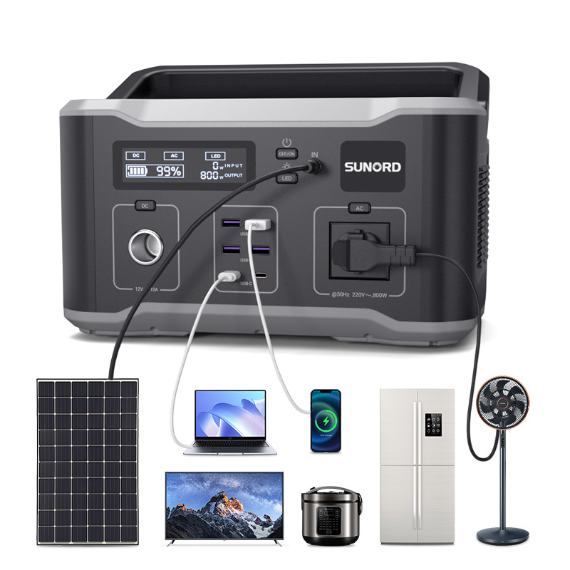 Sunord 1066WH 1000W Portable Power Station + SP 19V 120W Solar Panel Outdoor Emergency Power Supply Kit