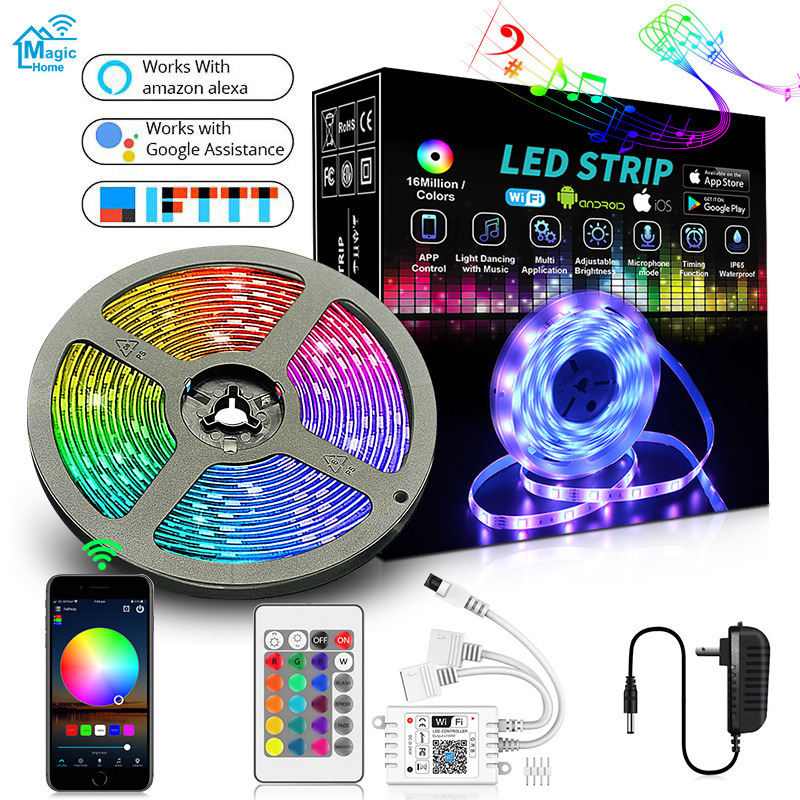 Indoor Goove Led Strip Lights Smart 10m 5050 Rgb WiFi App Control Alexa Google Voice Activated Smart LED Strip Light for TV