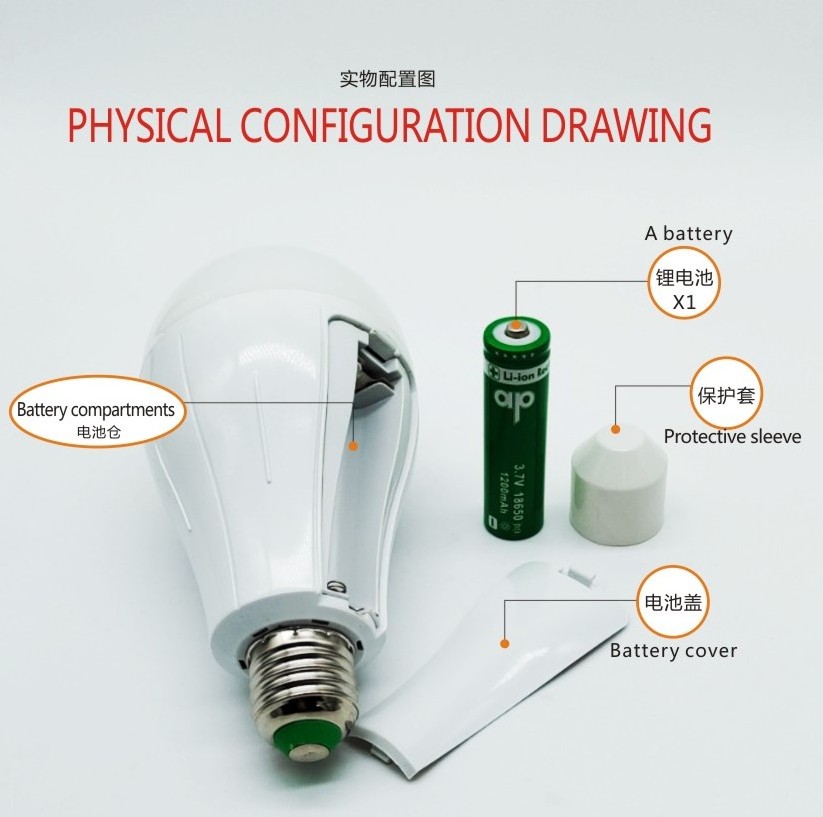 OEM factory price B22 E27 15W rechargeable light bulb daylight high luminous emergency light rechargeable bulb for africa