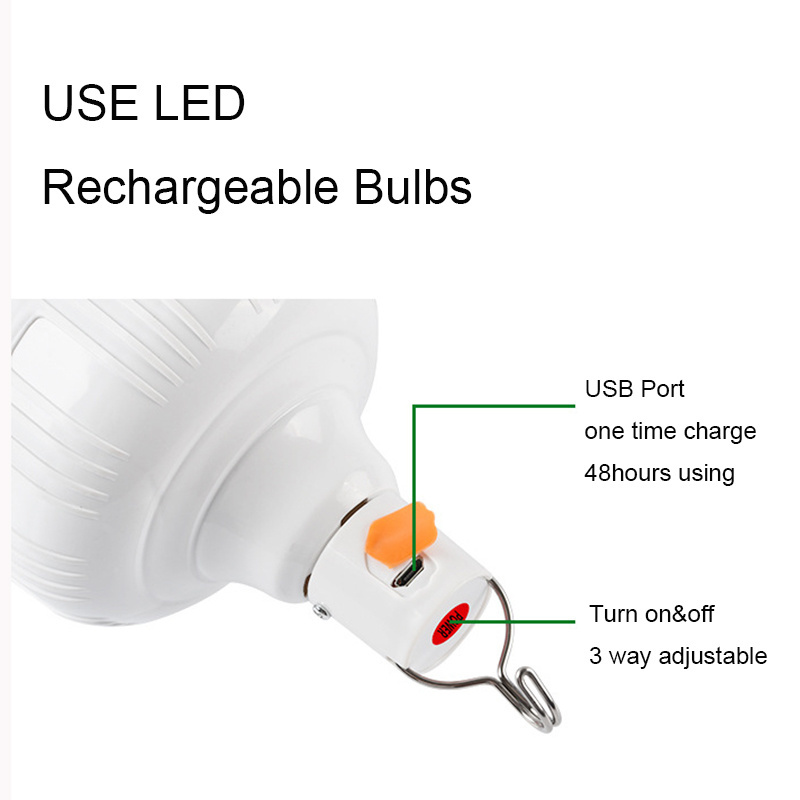 Factory USB Rechargeable Emergency Led Camping Lights 4800 Lumen Portable Led 20w Rechargeable Led Bulbs for Flea Market