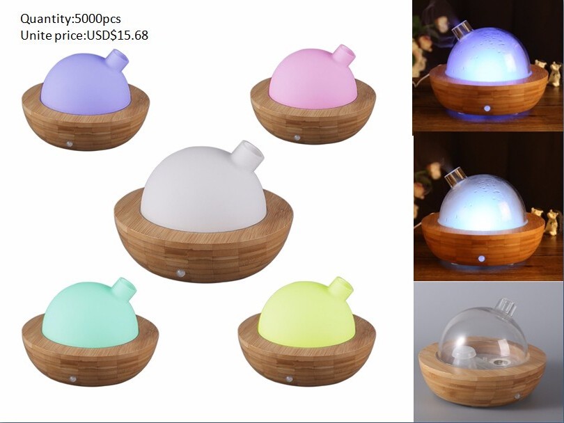 SOICARE Glass Essential Oil Aroma Diffuser Humidifier for Gift Popular Design Bamboo 100ml Electric 12 7 Colors Led Lights 24